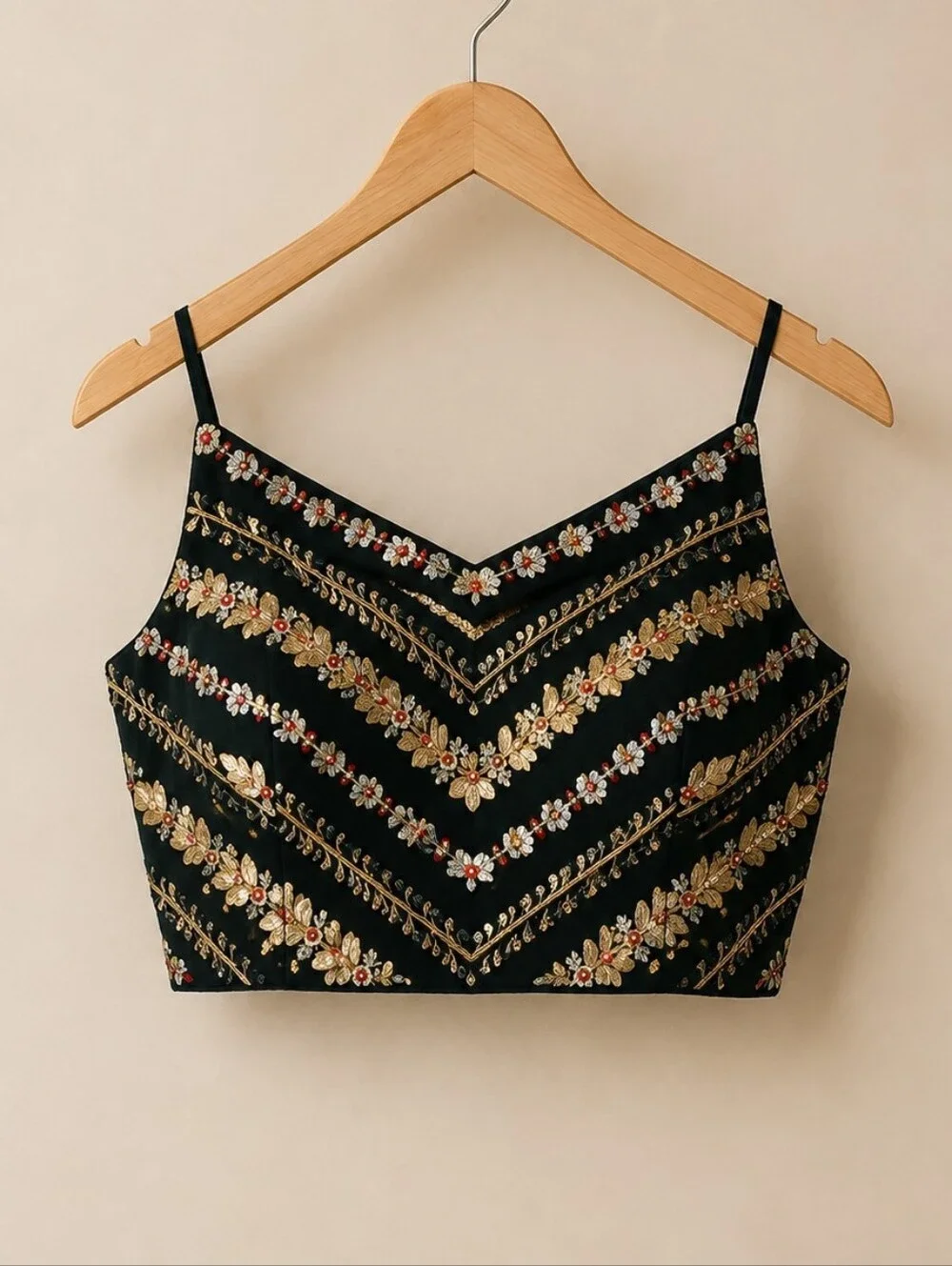 None green embroidered